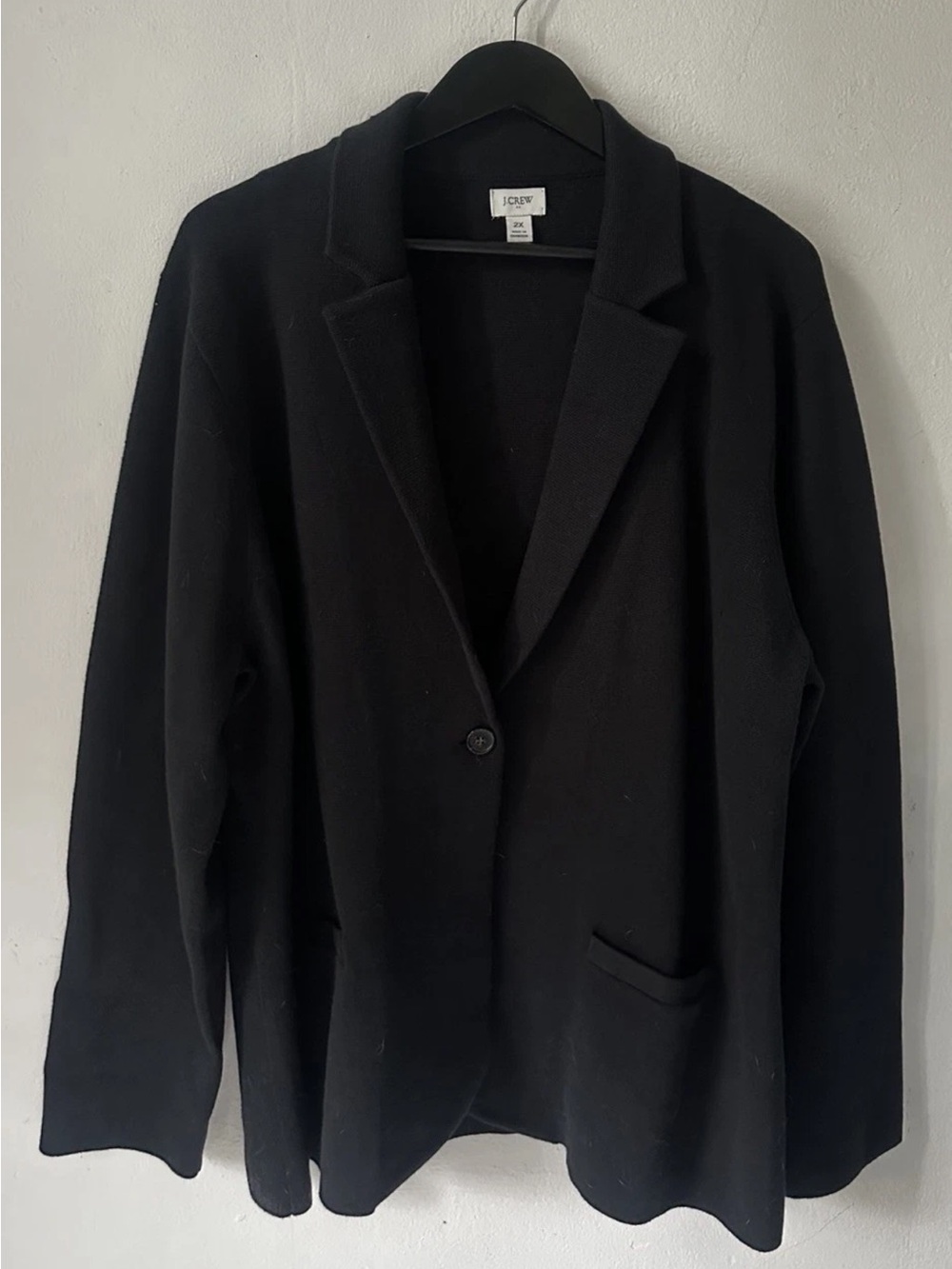 J Crew Women’s 2X Heavy Knit Blazer Jacket Black Minimal Boxy Oversized